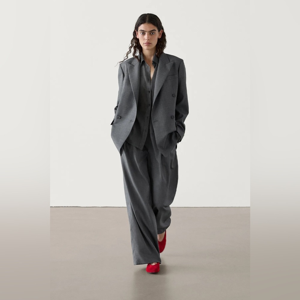 Massimo Dutti Charcoal Gray 100% wool Blazer and Pants Set